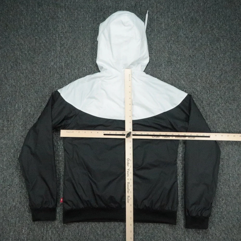 Nike Jacket Mens Small Black White Windrunner Hooded Full Zip Pockets Colorblock